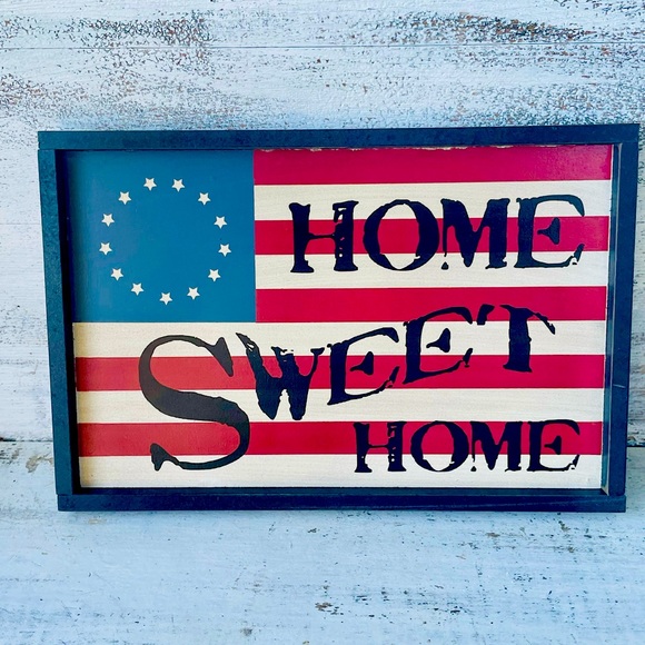 *Home Sweet Home Primitive Flag Sign - Picture 1 of 12
